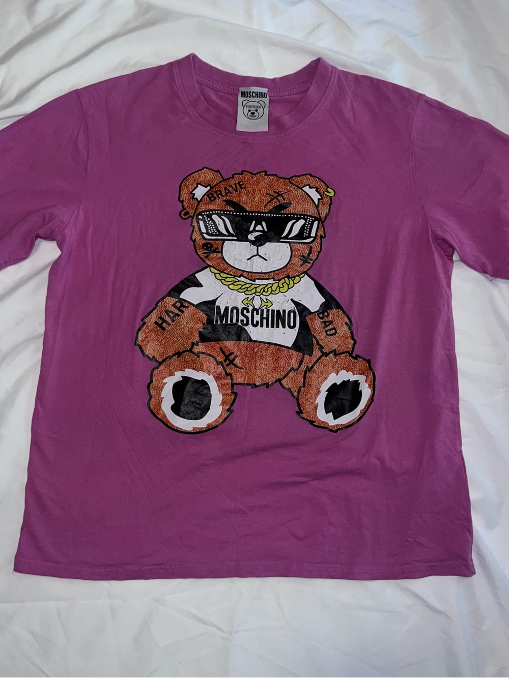 Moschino Kids Magenta Teddy Bear Graphic Tee